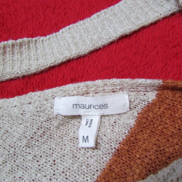 Maurices Lightweight Colorblock Sweater Chenille Back Cutout Crew Long Sleeve - Picture 6 of 8